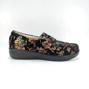 Alegria Lauryn EU 40 US 9.5 Black Textured Leather And Floral Metallic  Clogs